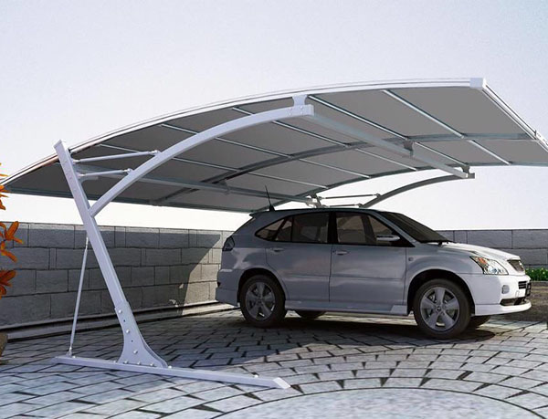 White double carport installed in Qatar