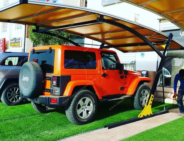 Yellow single carport for 1 car