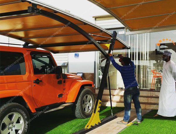 Yellow single carport for 1 car