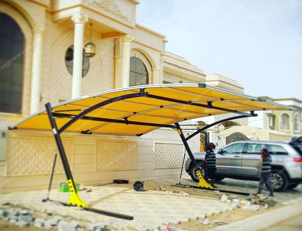 Yellow double carport for 2 cars