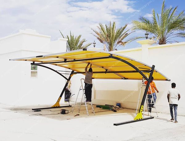 Yellow double carport for 2 cars
