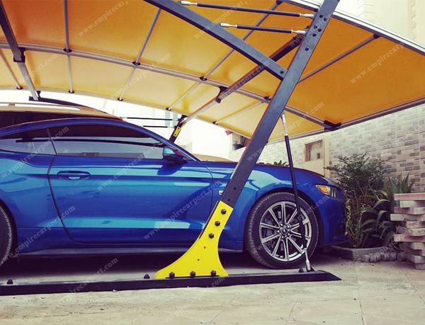 Yellow double carport for 2 cars