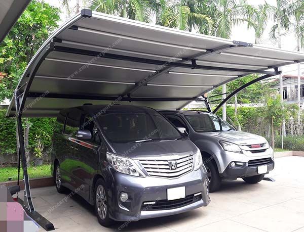 wind resistant 2 cars carport at Gray color