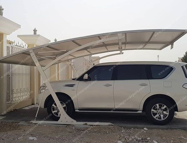 White double carport installed in Qatar